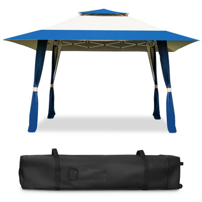 9 Ft. D Steel Patio Gazebo LIVIZA 13' x 13' Folding Outdoor Awning Canopy